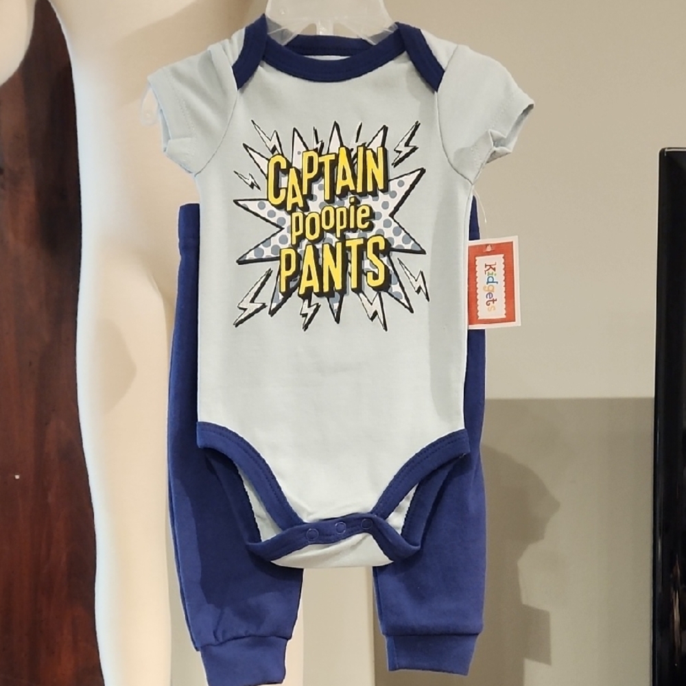 Kidgets Blue and White One Piece Bodysuit with Vibrant Graphic